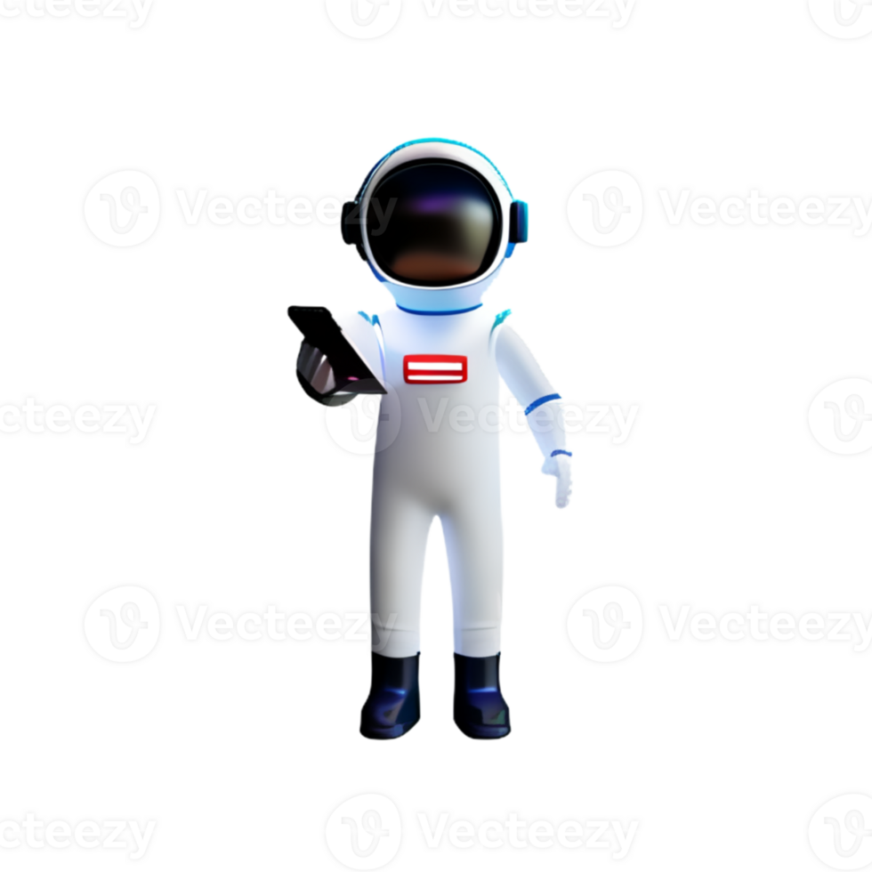 Astronaut Tablet 3D AI Generative png