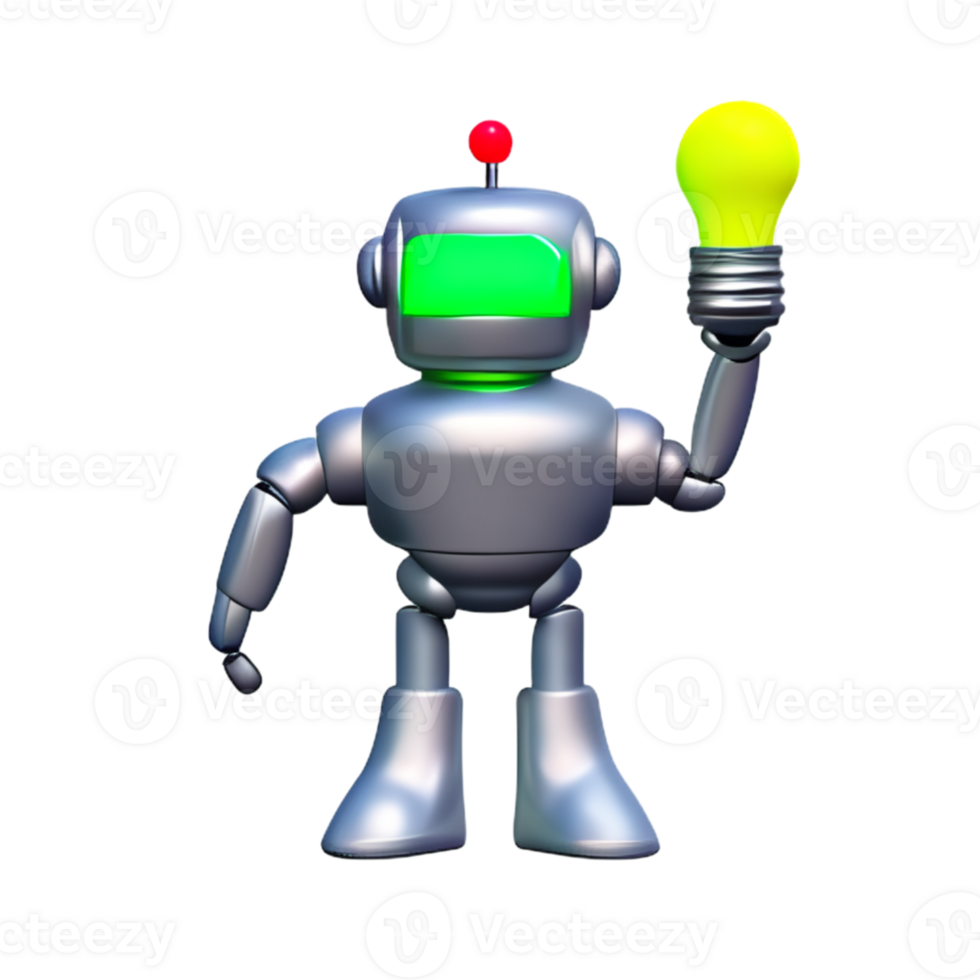 Robot Light Bulb Idea AI Generative png