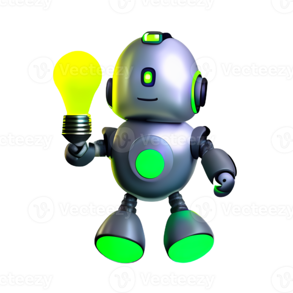 Robot Light Bulb Idea AI Generative png