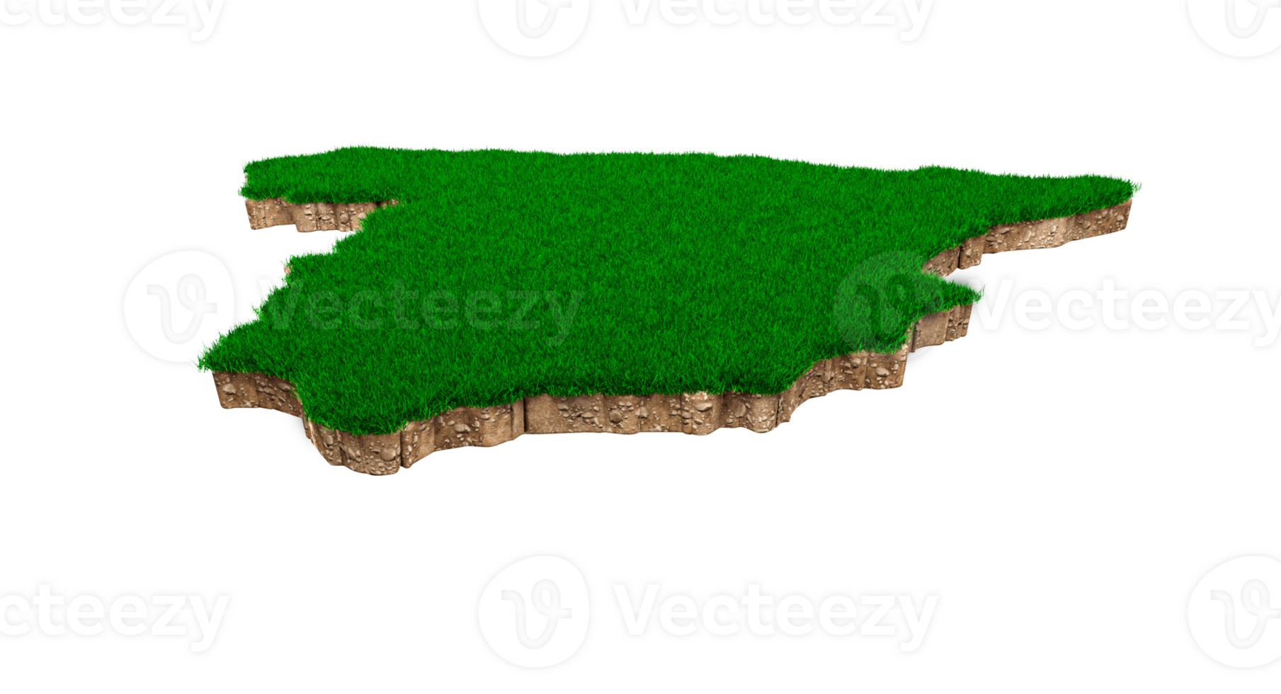 Spain Map soil land geology cross section with green grass and Rock ground texture 3d illustration png