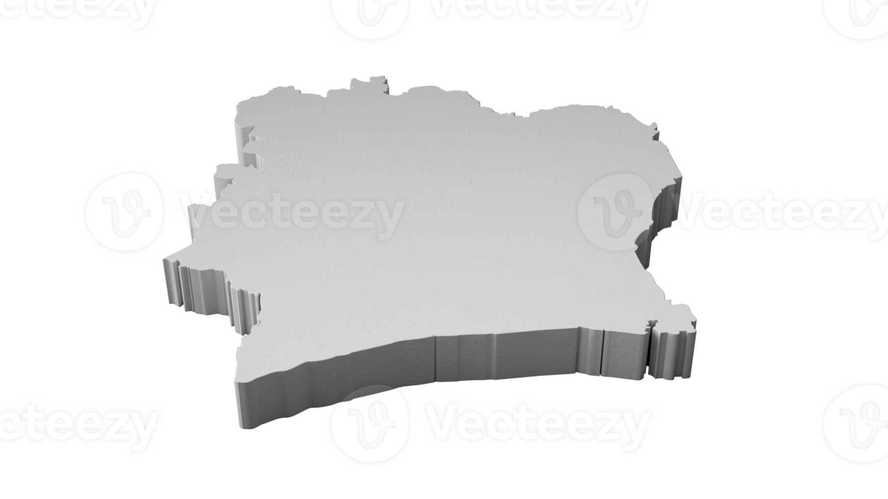 Ivory Coast 3D map Geography Cartography and topology 3D illustration png
