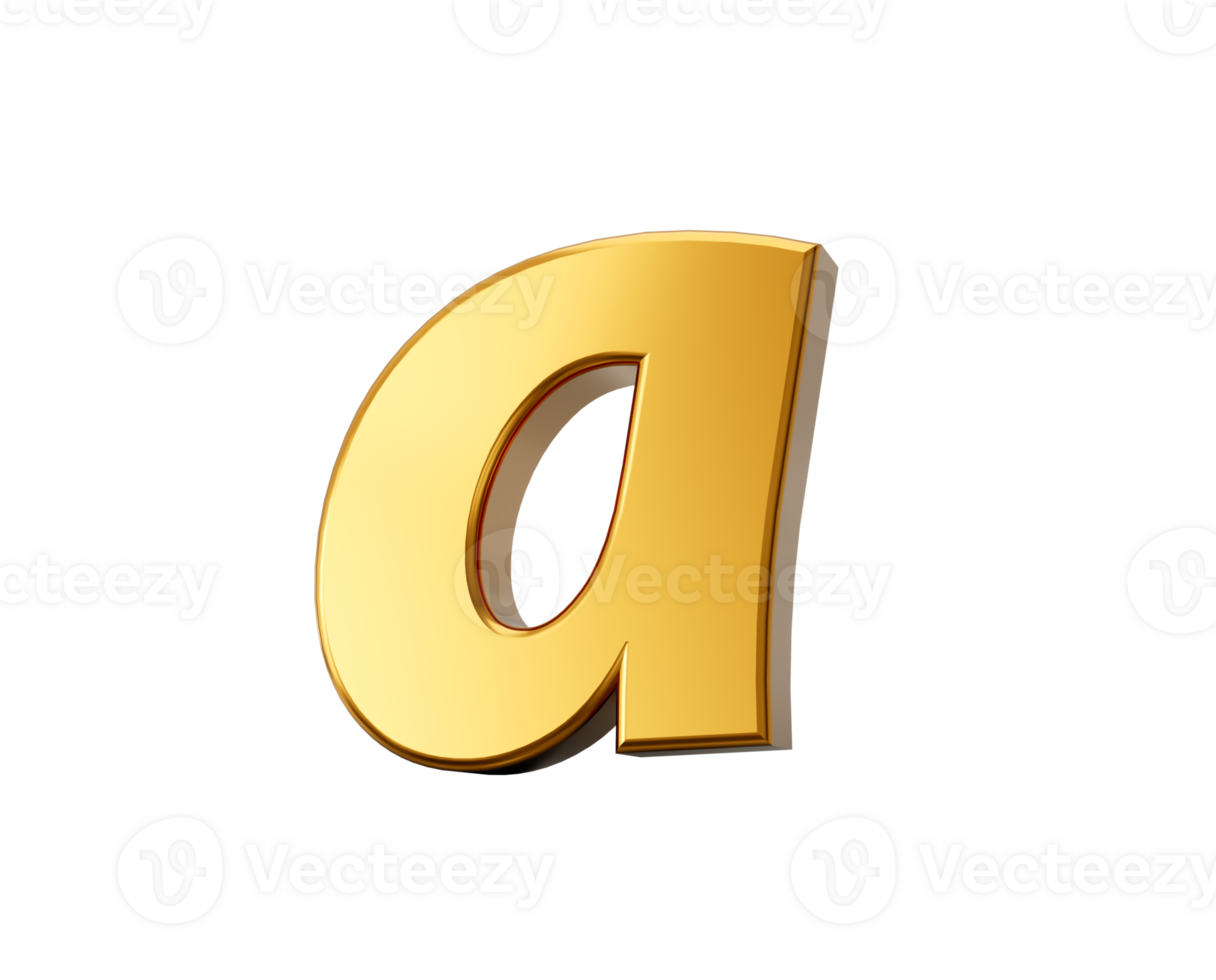 Golden alphabet a 3D Golden small Letters 3d Illustration png