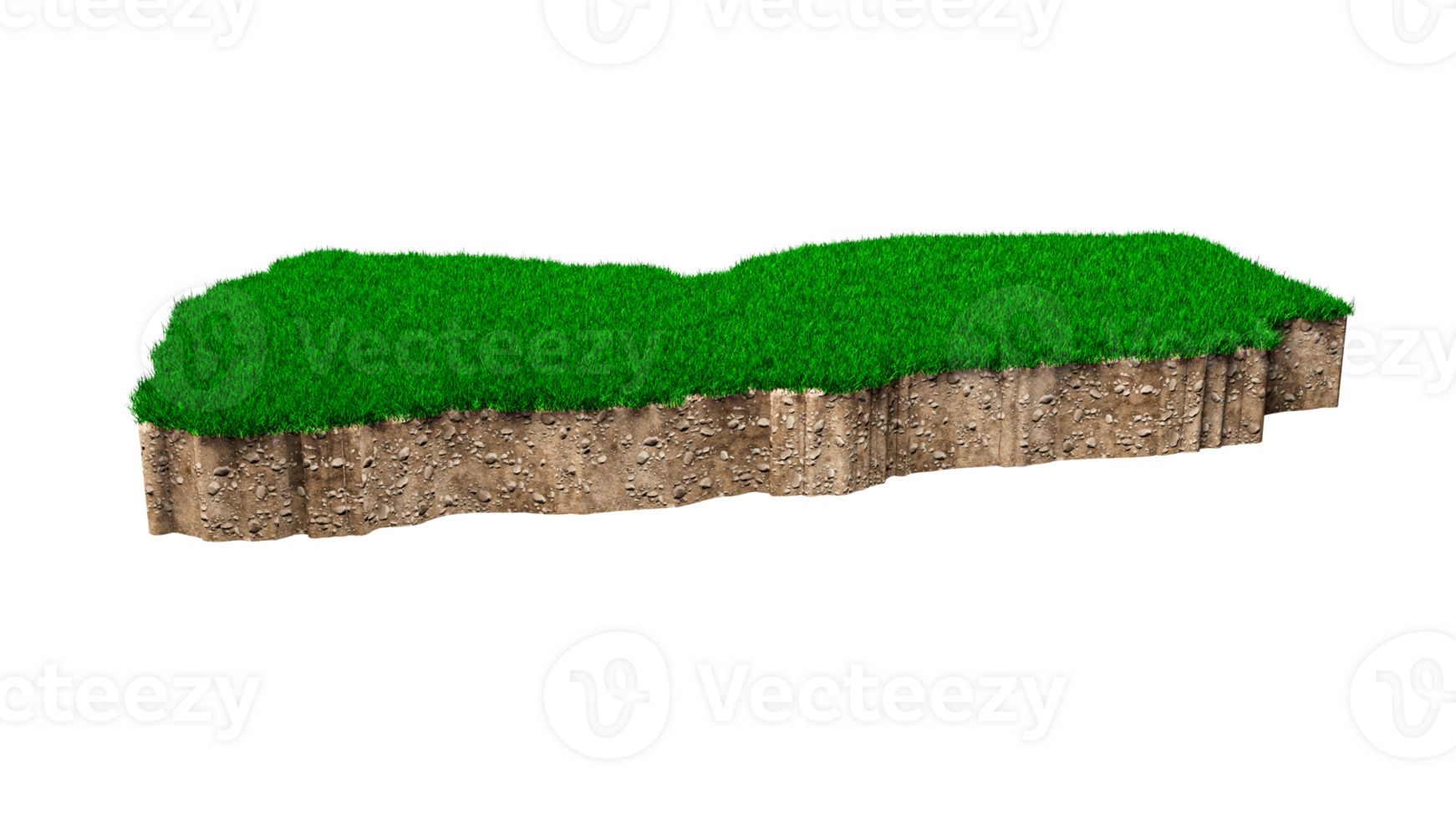 Yemen Map soil land geology cross section with green grass and Rock ground texture 3d illustration png