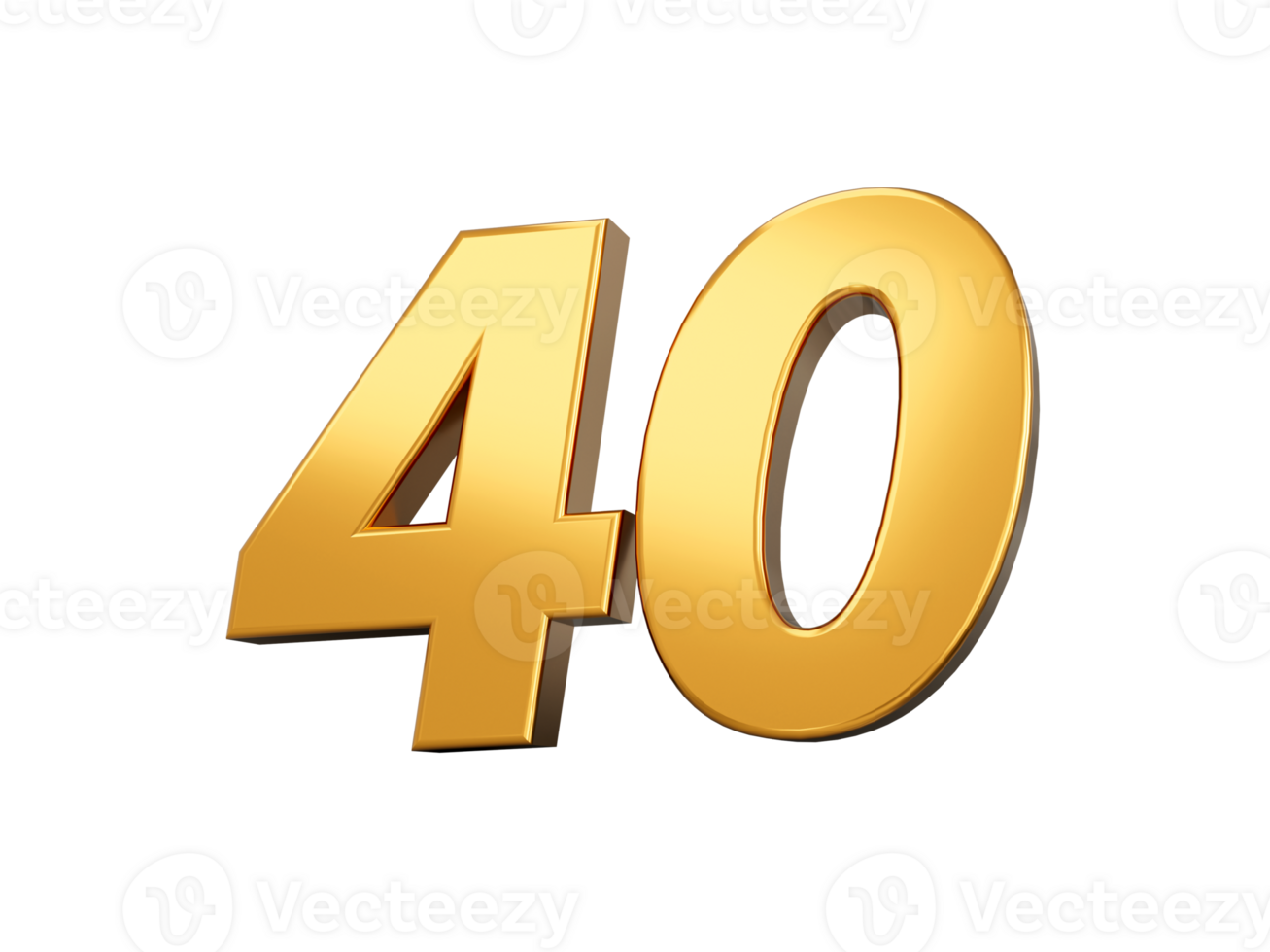 Gold number 40 Forty shiny 3d number 40 made of gold 3d illustration png