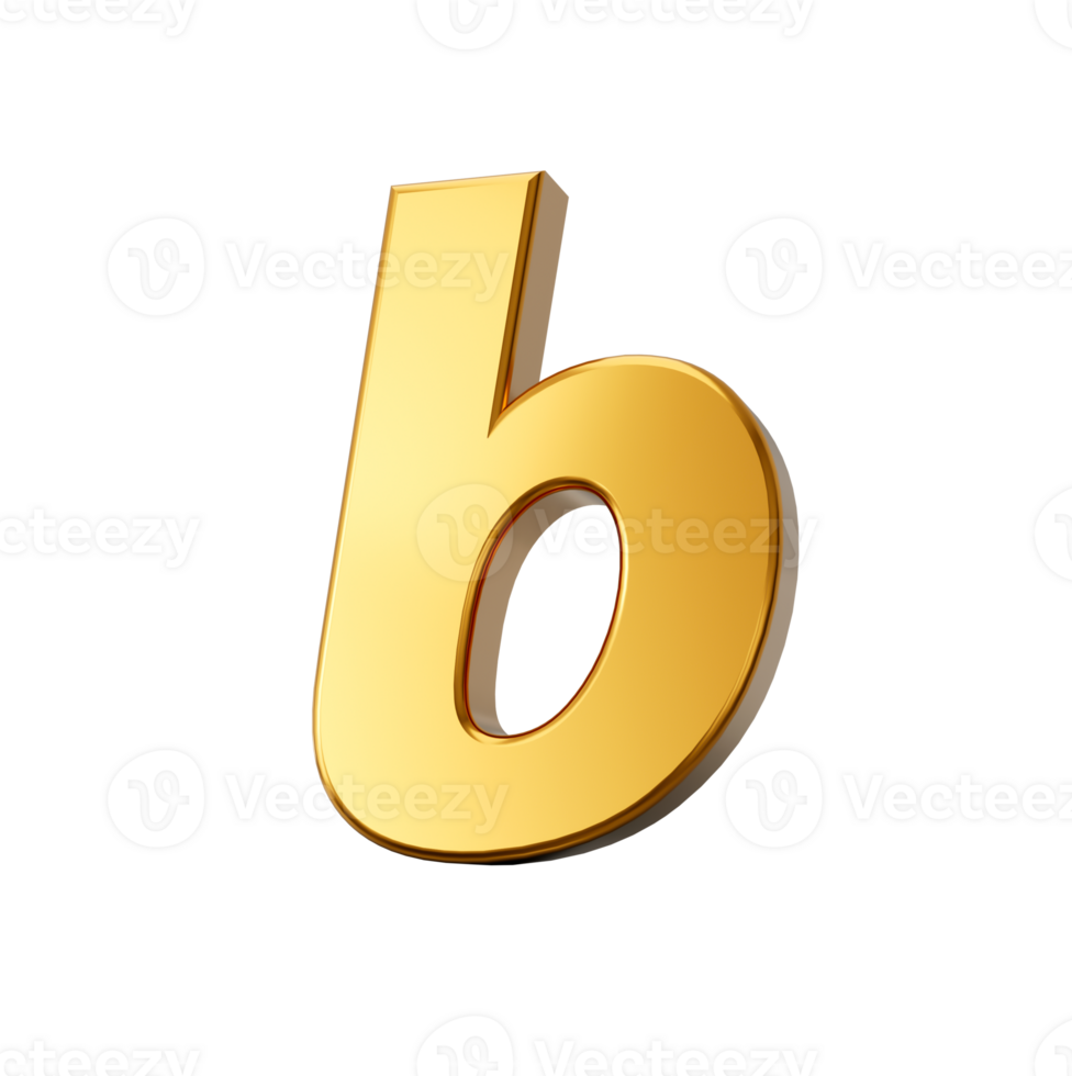 Golden alphabet b 3D Golden small Letters 3d Illustration png