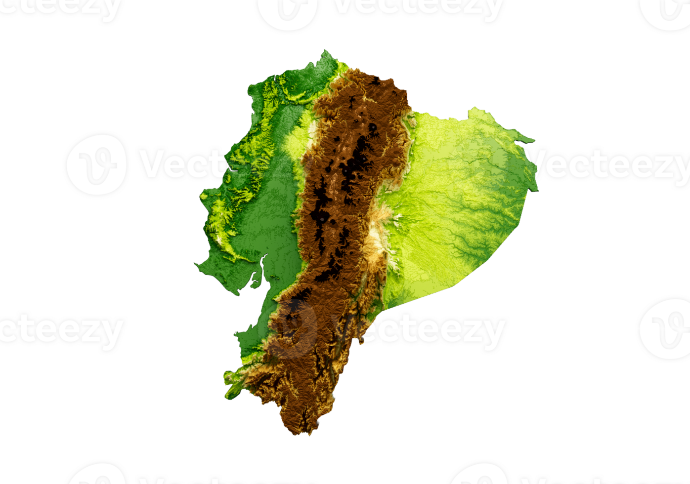 Ecuador Map Shaded relief Color Height map 3d illustration png