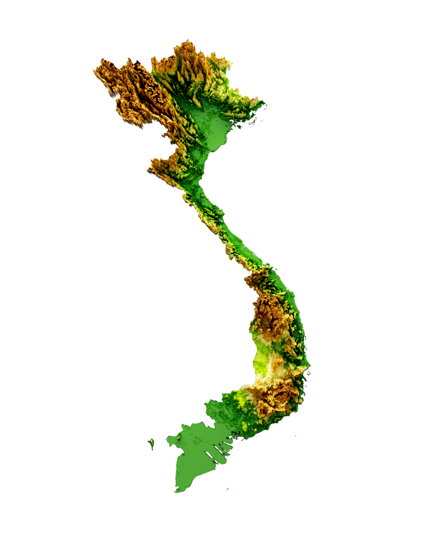 Vietnam Map Shaded relief Color Height map 3d illustration 29227860 PNG