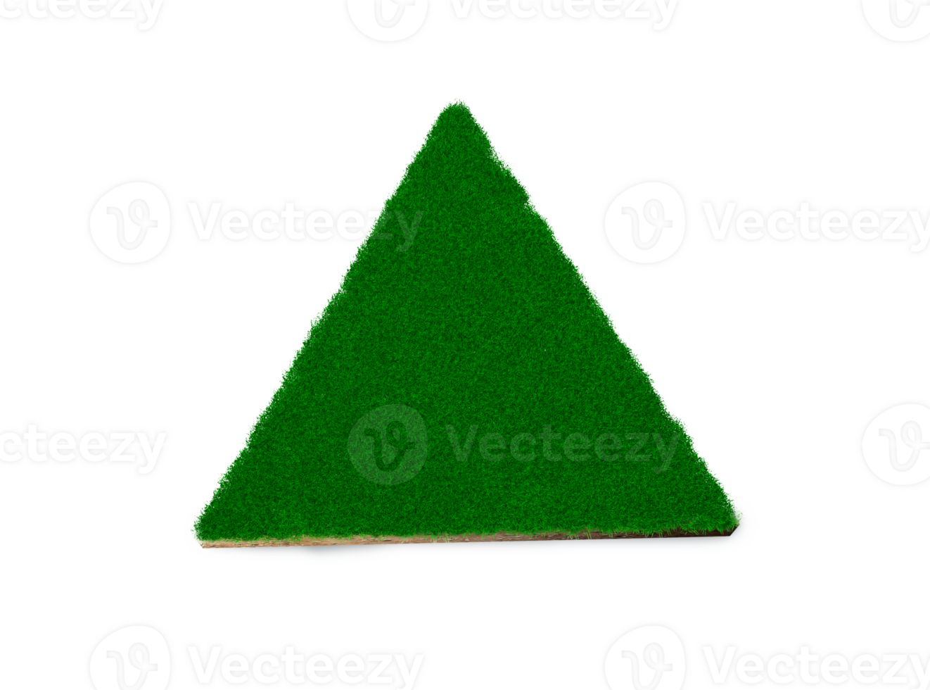 Triangle shape soil land geology cross section with green grass, earth mud cut away isolated 3D Illustration png
