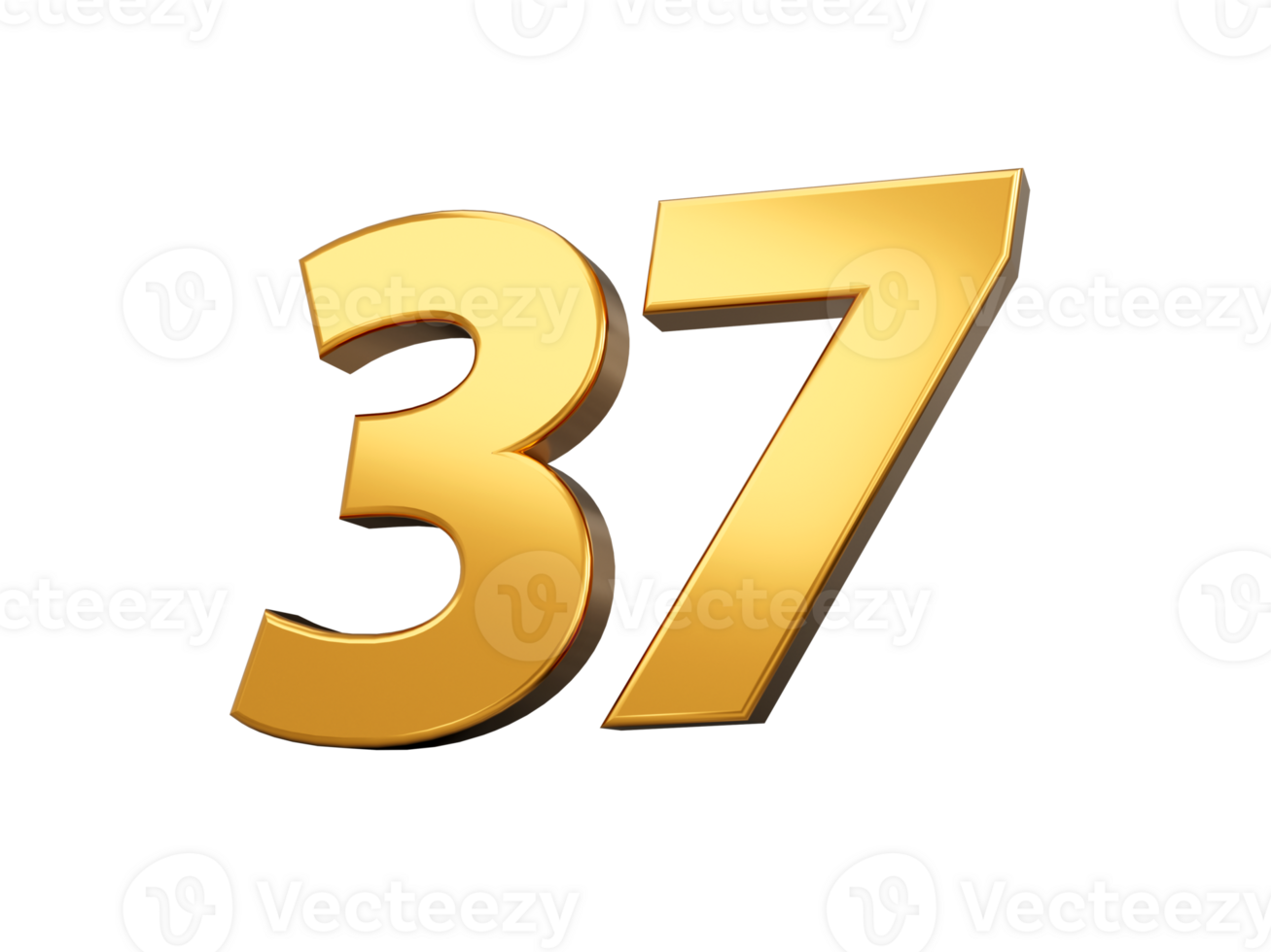 Gold number 37 Thirty seven shiny 3d number 37 made of gold 3d illustration png