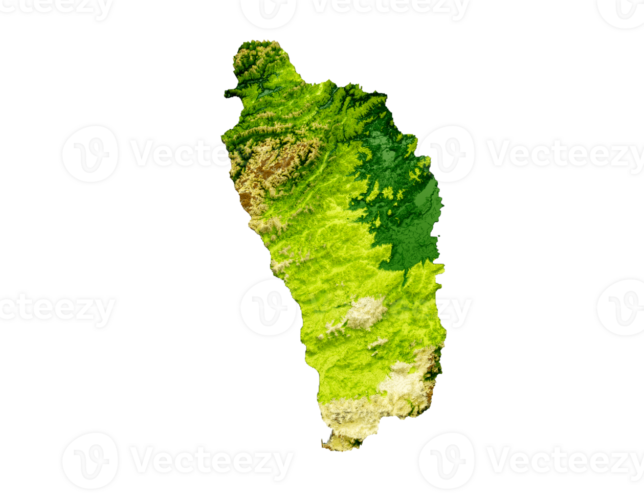 Dominica Map Shaded relief Color Height map 3d illustration png