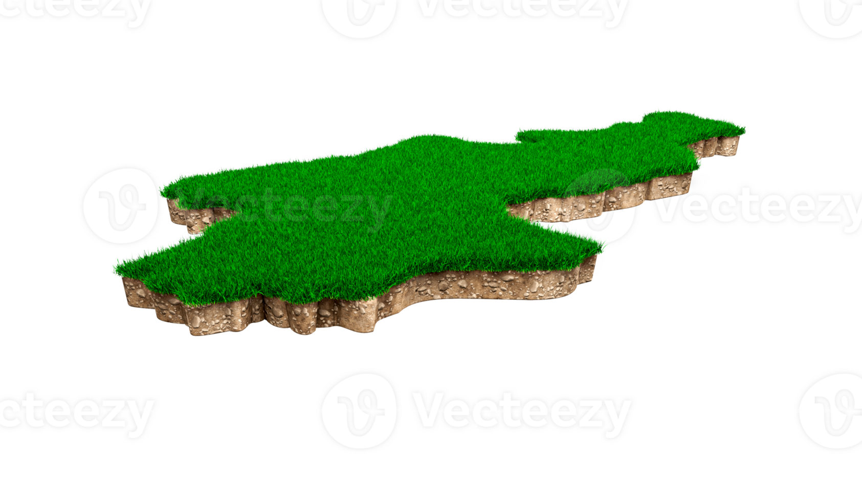 North Korea Map Grass and ground texture 3d illustration png
