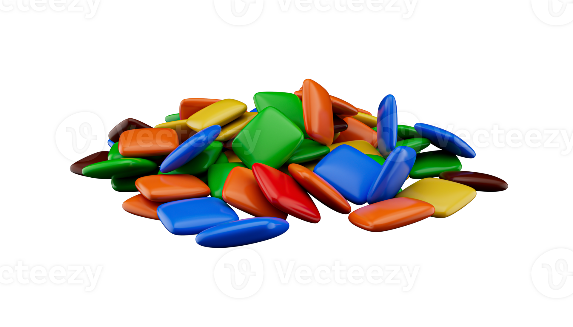 A Pile of Rainbow Colored Candy Coated Chocolate Buttons 3d