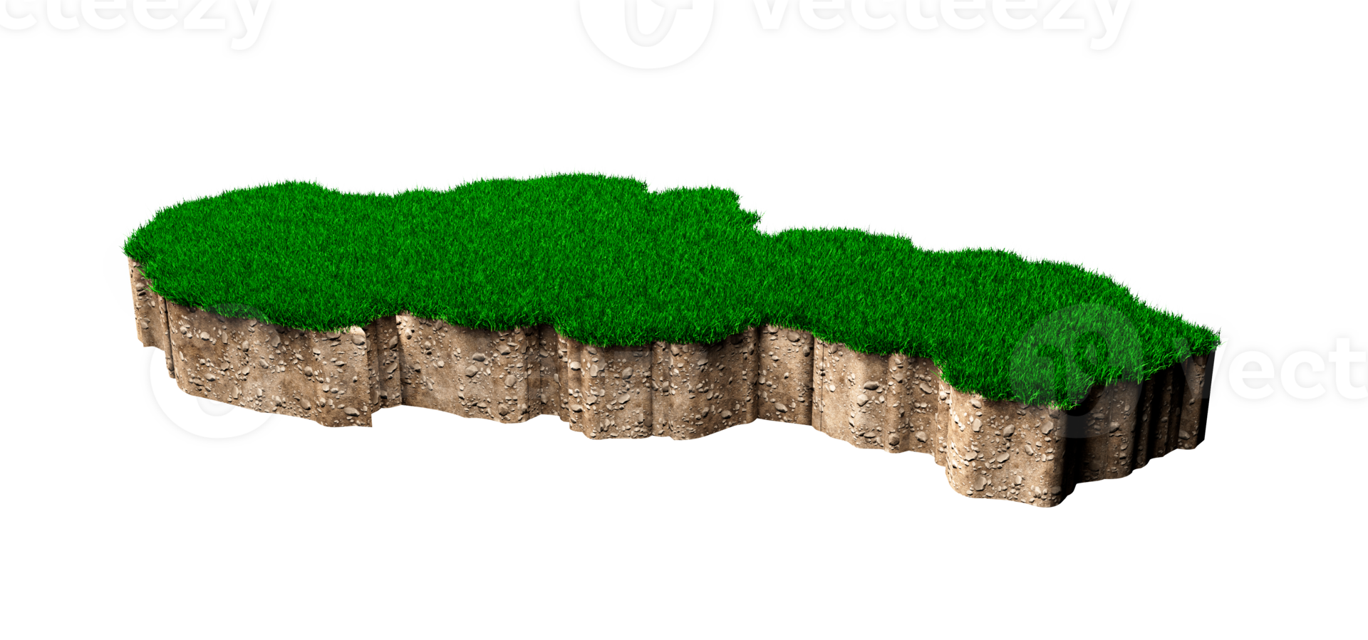 Slovakia Map soil land geology cross section with green grass and Rock ground texture 3d illustration png