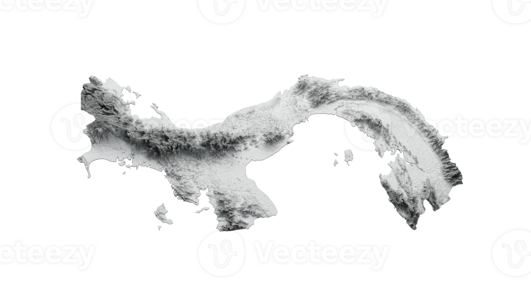 Panama Map Flag Shaded relief Color Height map  3d illustration png