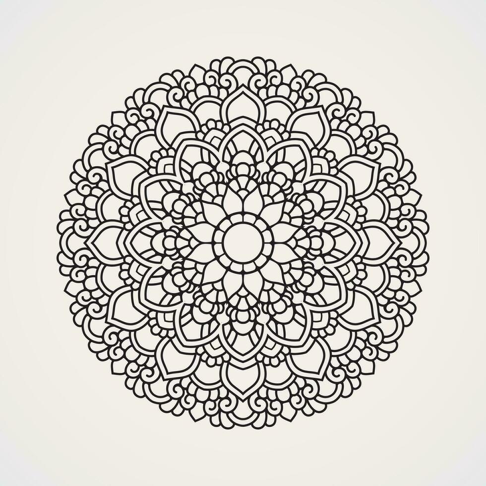 circular mandala with flower shape with ornamental alloy. suitable for henna, tattoos, coloring books. islam, hindu,Buddha, india, pakistan, chinese, arab vector