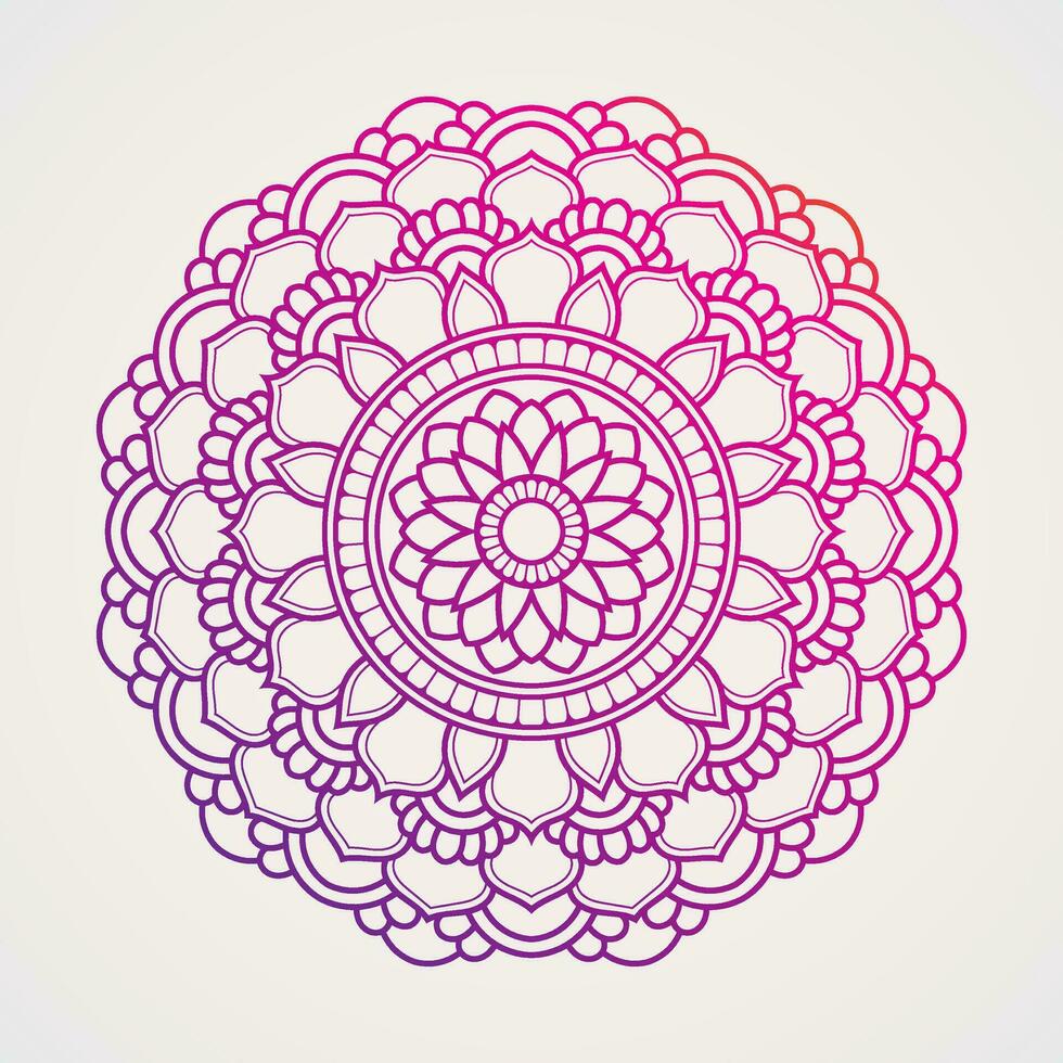 circular ornament with flower shape and gradation color combination. suitable for henna, tattoos, coloring books. islam, hindu,Buddha, india, pakistan, chinese, arab vector