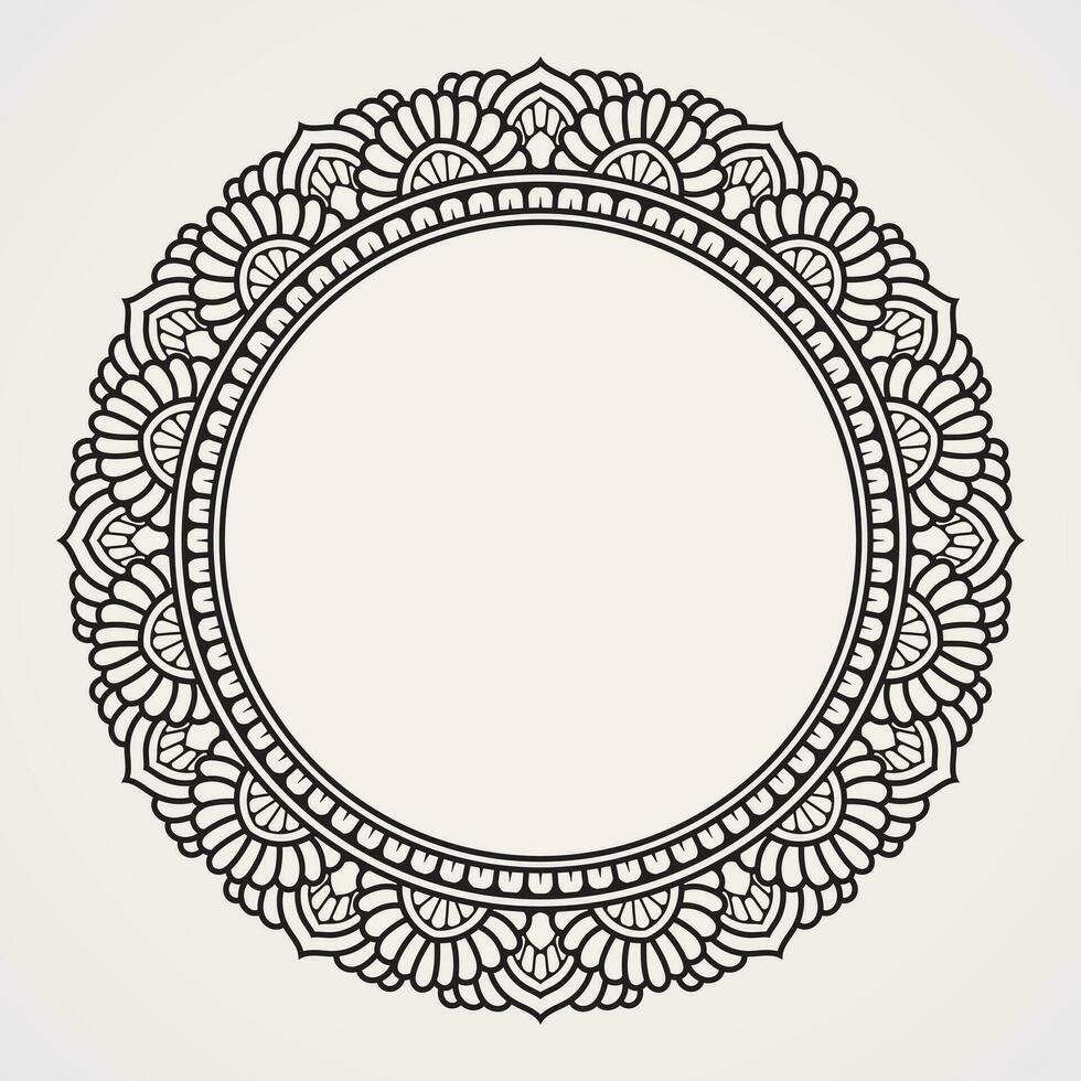 Traditional border frame with ornaments of flowers and herbs for photos and quotes. suitable for henna, tattoos, photos, coloring books. islam, hindu,Buddha, india, pakistan, chinese, arab vector