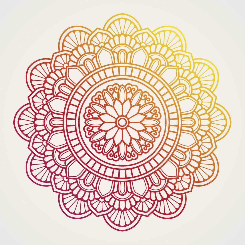 mandala dome ornament combination of flowers and gradation colors. suitable for henna, tattoos, photos, coloring books. islam, hindu,Buddha, india, pakistan, chinese, arab vector