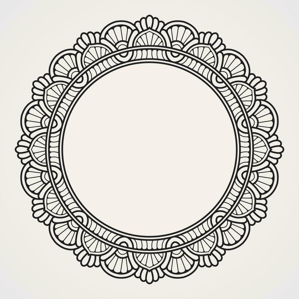 Floral ornament border pattern with a blend of geometric shapes for photo decoration . suitable for henna tattoos coloring books. islam hindu buddhist india pakistan chinese arab vector