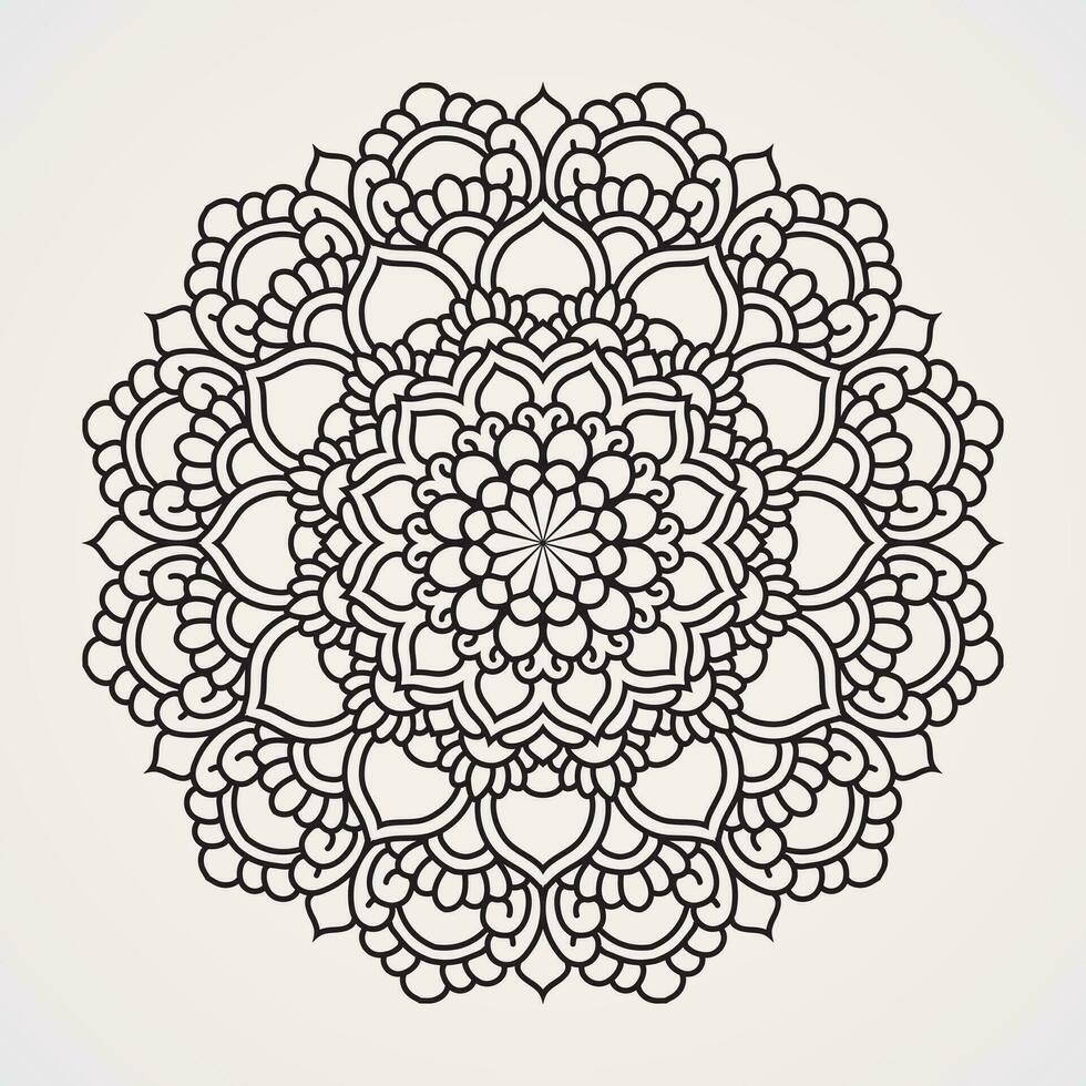 Circular pattern mandala with a combination of ornaments and flower shapes. suitable for henna, tattoos, photos, coloring books. islam, hindu,Buddha, india, pakistan, chinese, arab vector