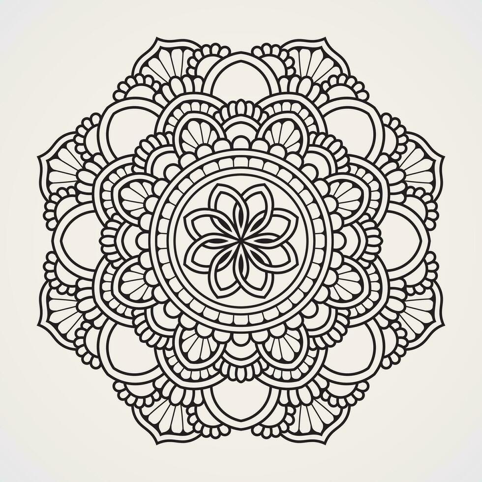 Flower mandala with symmetrical pattern. suitable for henna, tattoos, photos, coloring books. islam, hindu,Buddha, india, pakistan, chinese, arab vector