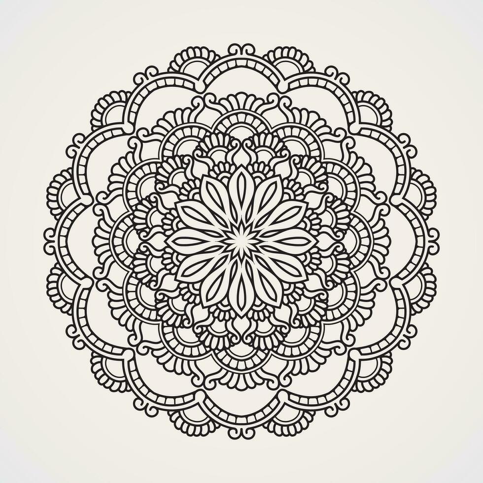 mandala pattern with circular petals. suitable for henna, tattoos, photos, coloring books. islam, hindu,Buddha, india, pakistan, chinese, arab vector