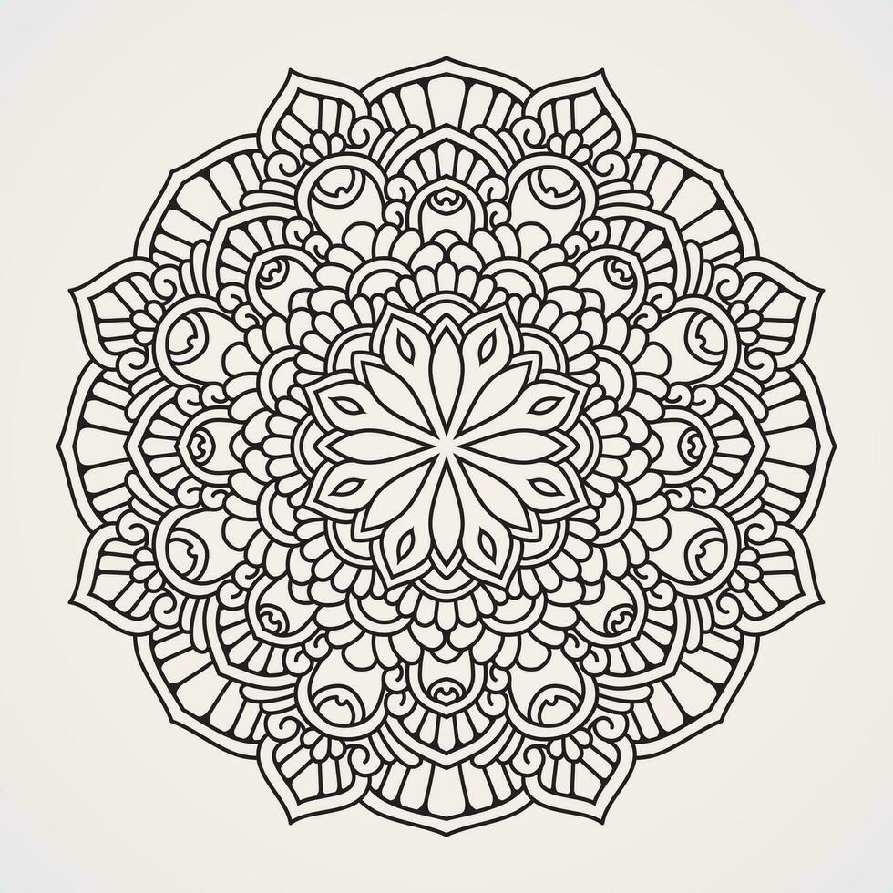 Mandala pattern with symmetrical ornamental shapes. suitable for henna, tattoos, photos, coloring books. islam, hindu,Buddha, india, pakistan, chinese, arab vector