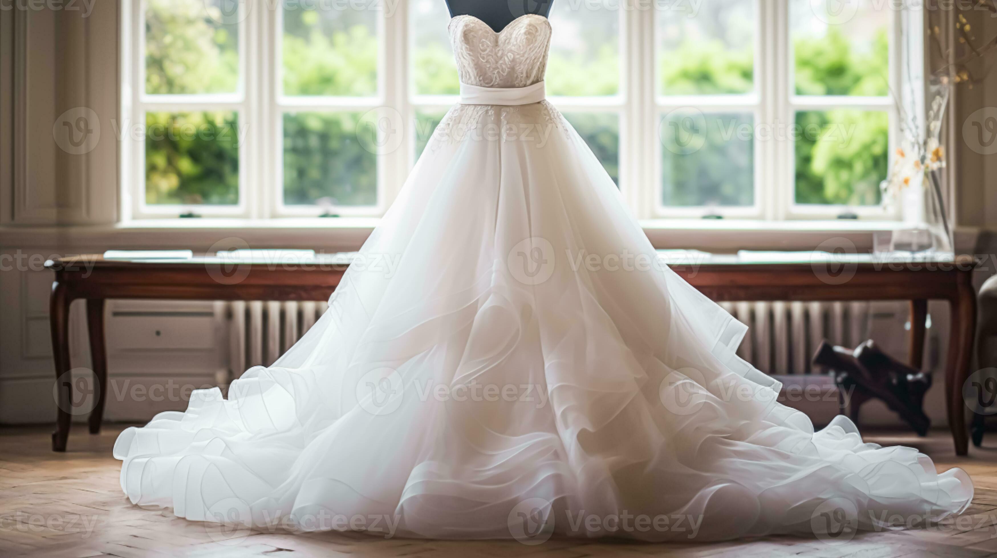 Wedding drees, bridal gown style and bespoke fashion, fulllegth white
