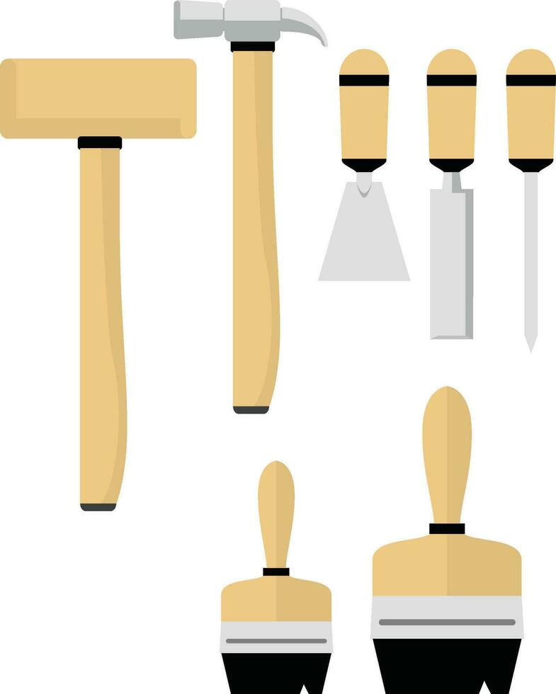 Woodworking tools handdrawn on white background vector