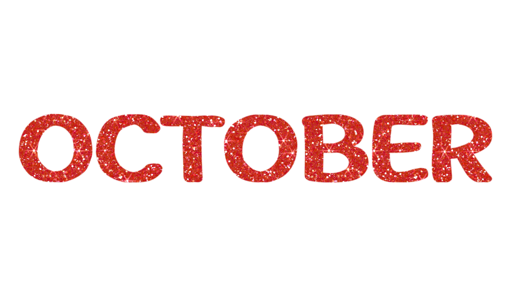 Red glitter OCTOBER Letters Icon. October sign. Design for decorating, background, wallpaper, illustration. png