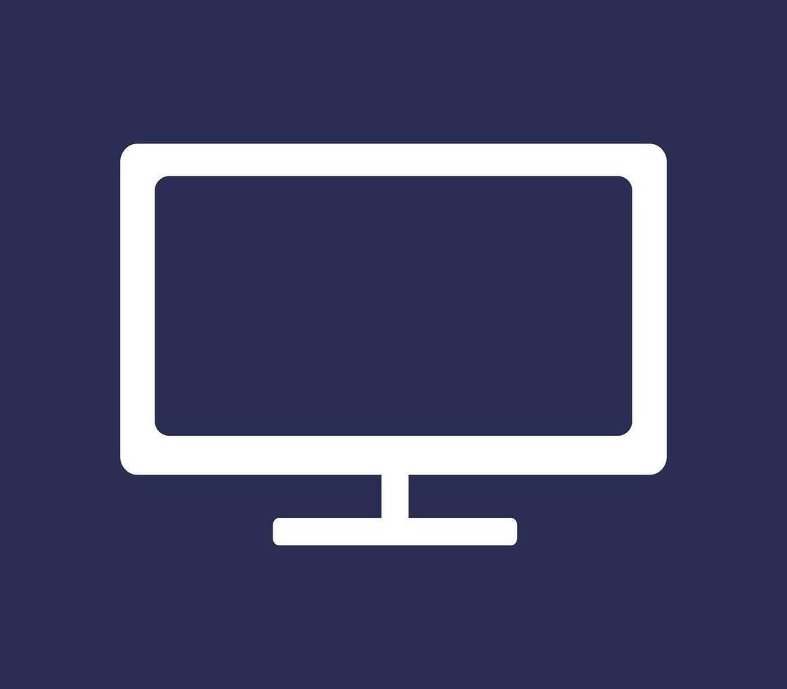 A flat computer monitor icon, suitable for the monitor business concept, displayed against a dark backdrop in vector format.