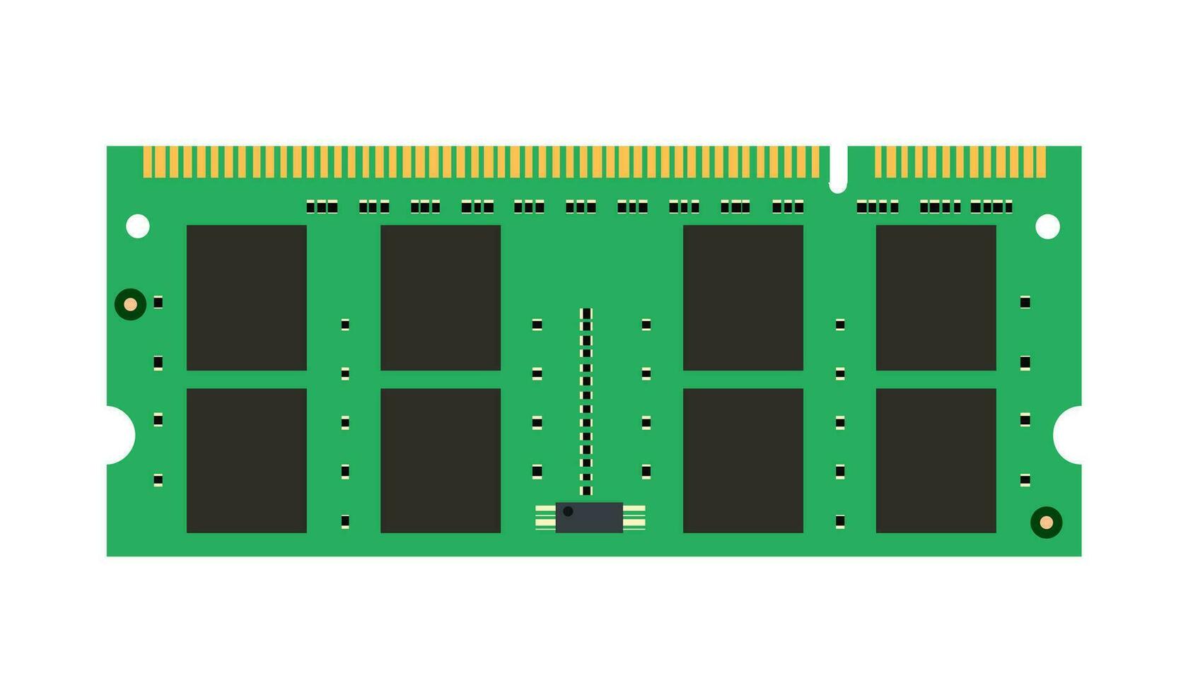 computadora memoria módulo aislado en blanco antecedentes. RAM o aleatorio acceso memoria plano estilo vector ilustración.