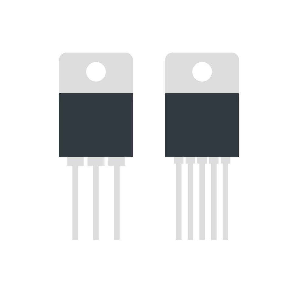 Electronic transistors icon. 3 pins and 5 pins transistor icon. vector