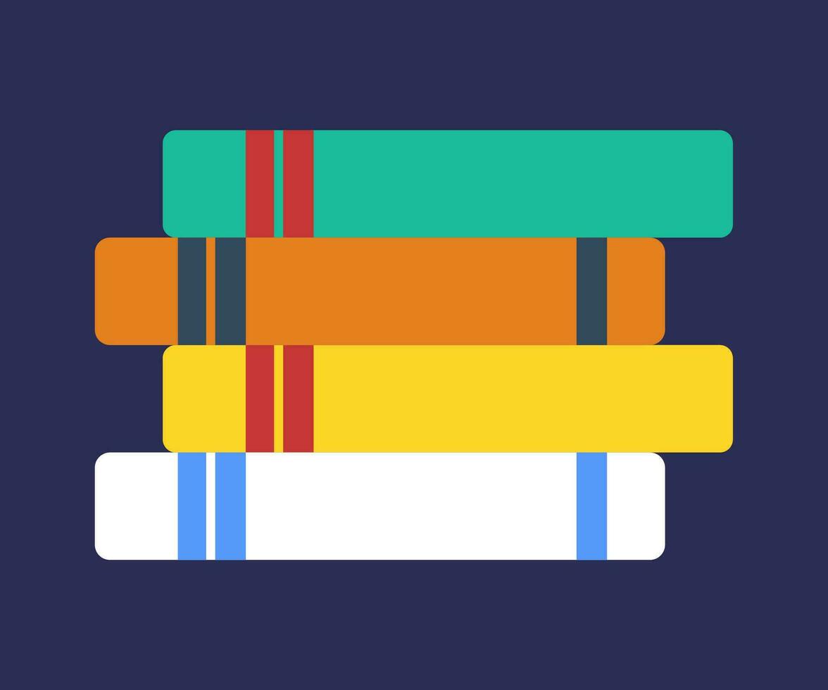 Flat stack of books icon with vibrant colors. vector