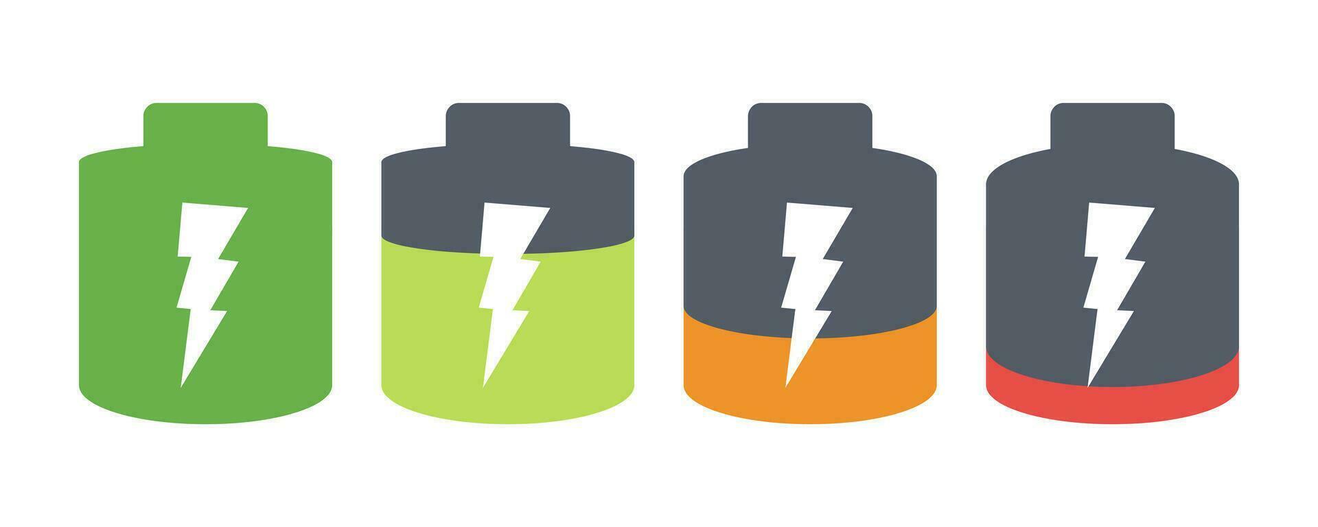 Battery power icons set on white background. Flat style vector illustration