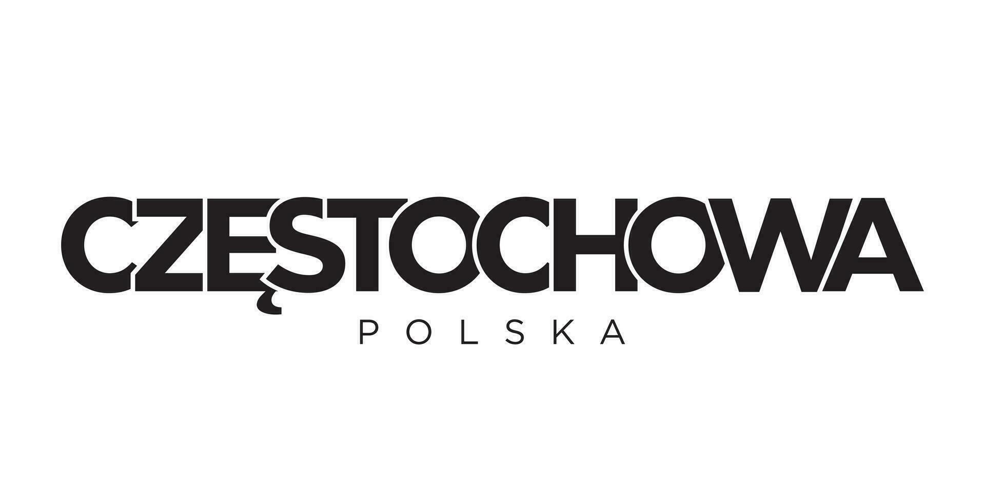 czestochowa en el Polonia emblema. el diseño caracteristicas un geométrico estilo, vector ilustración con negrita tipografía en un moderno fuente. el gráfico eslogan letras.