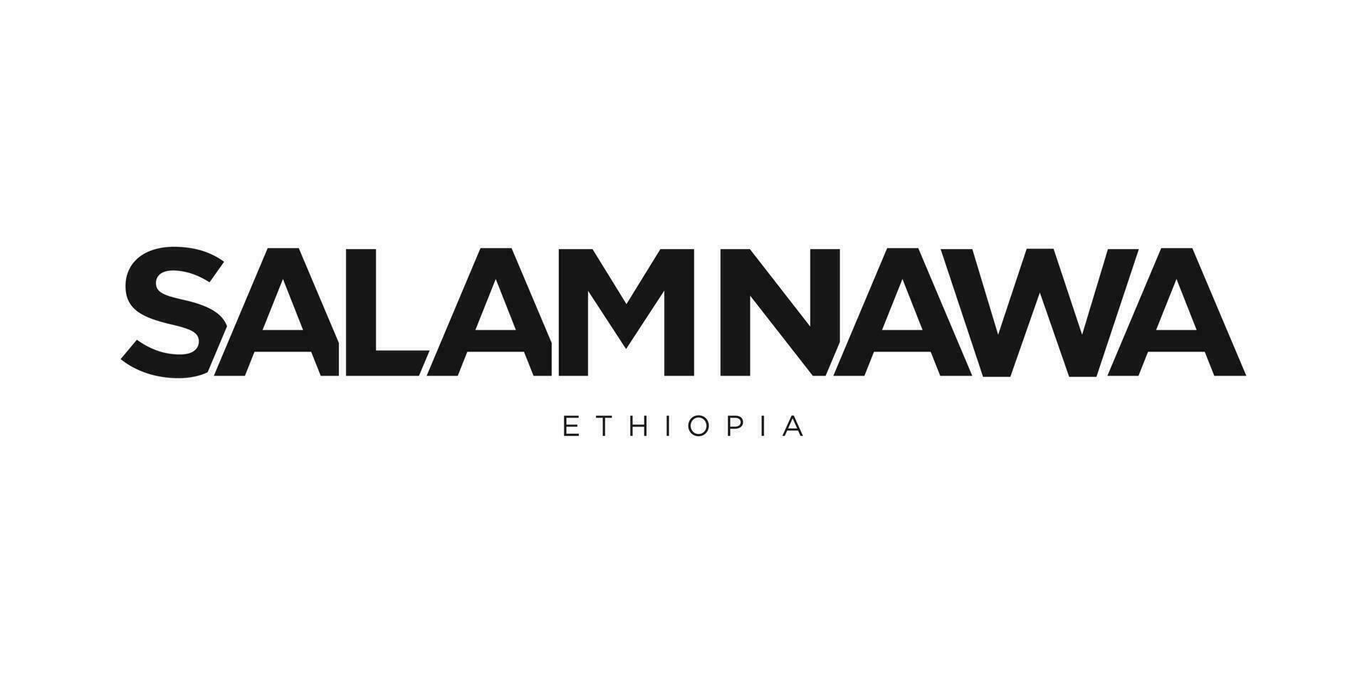 Salam Nawa in the Ethiopia emblem. The design features a geometric style, vector illustration with bold typography in a modern font. The graphic slogan lettering.