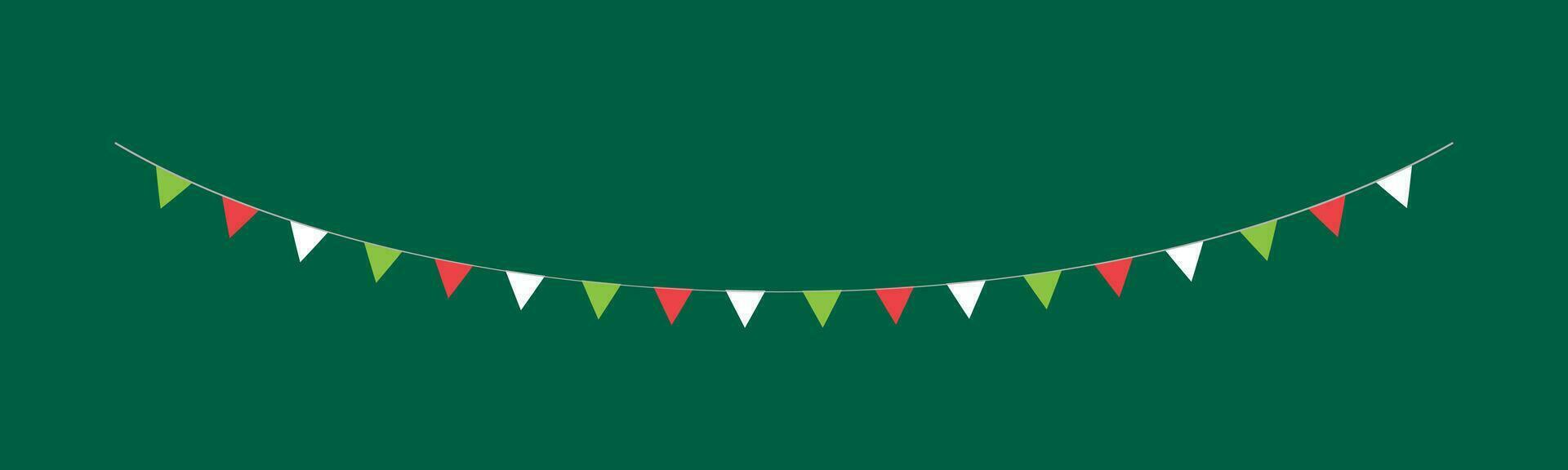 Christmas Bunting Pennant Flag Garland Vector Illustration, Christmas Graphics Festive Winter Holiday Season