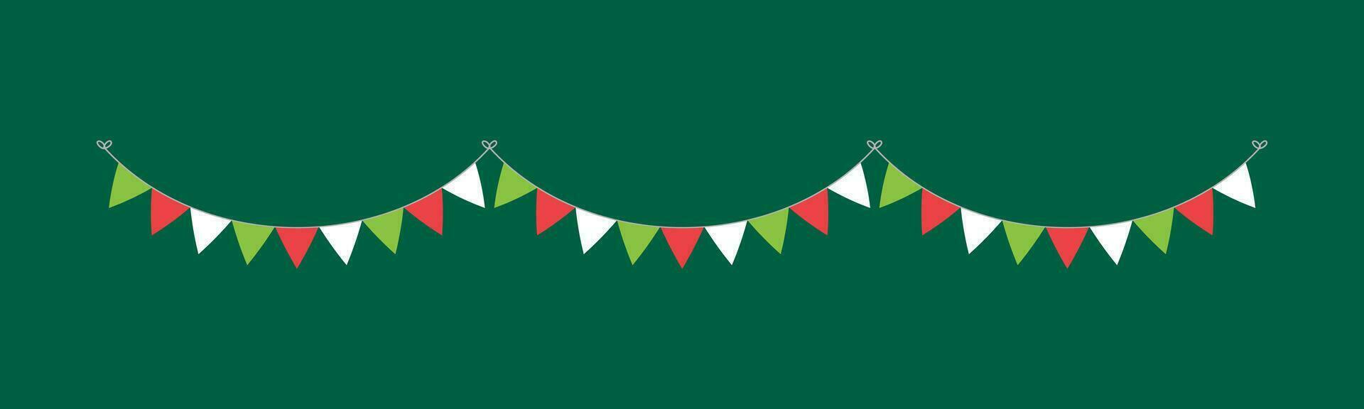 Christmas Bunting Pennant Flag Garland Vector Illustration, Christmas Graphics Festive Winter Holiday Season