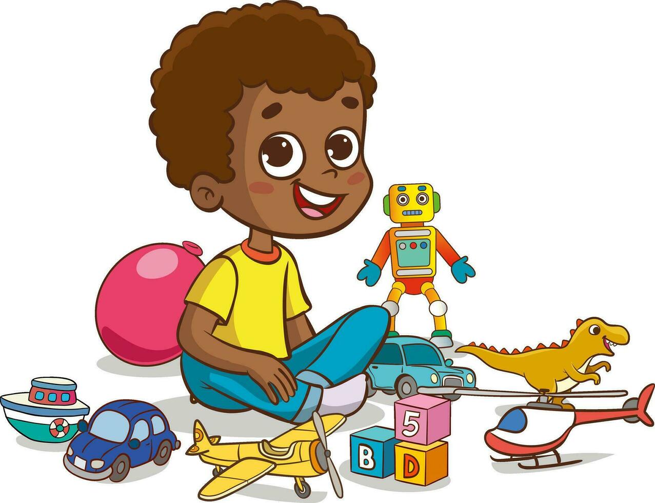 cute children in the kindergarten playing with toys vector