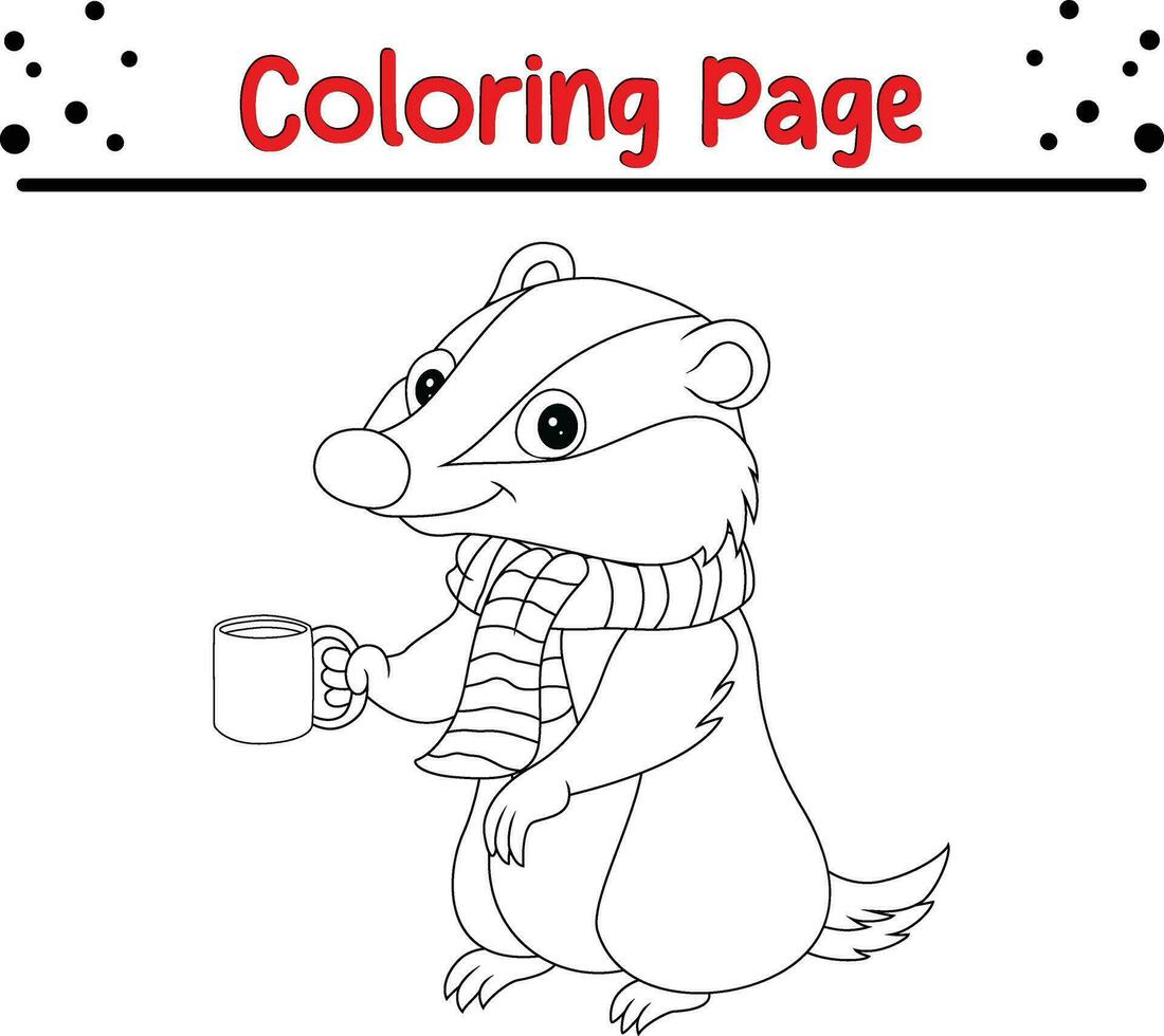 Happy Christmas Animal coloring page for children. vector