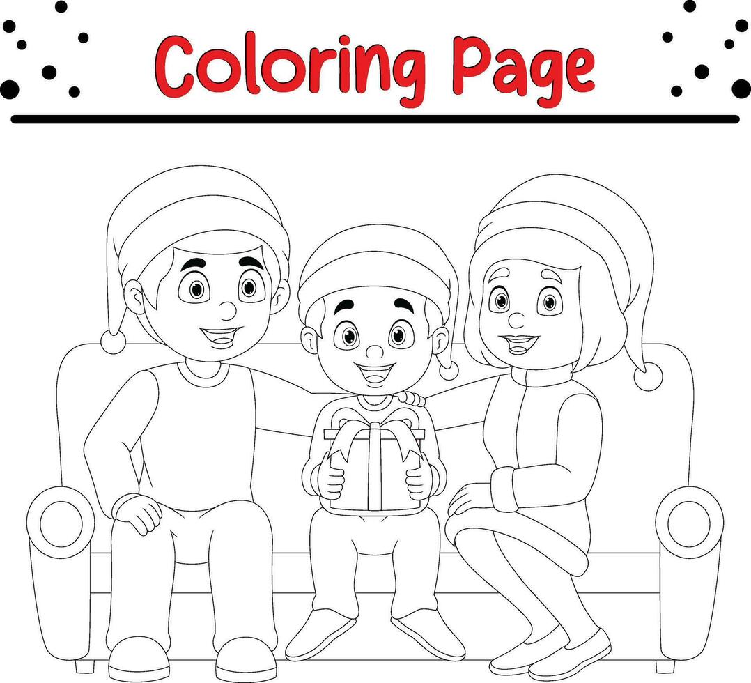 contento Navidad colorante página para niños. vector