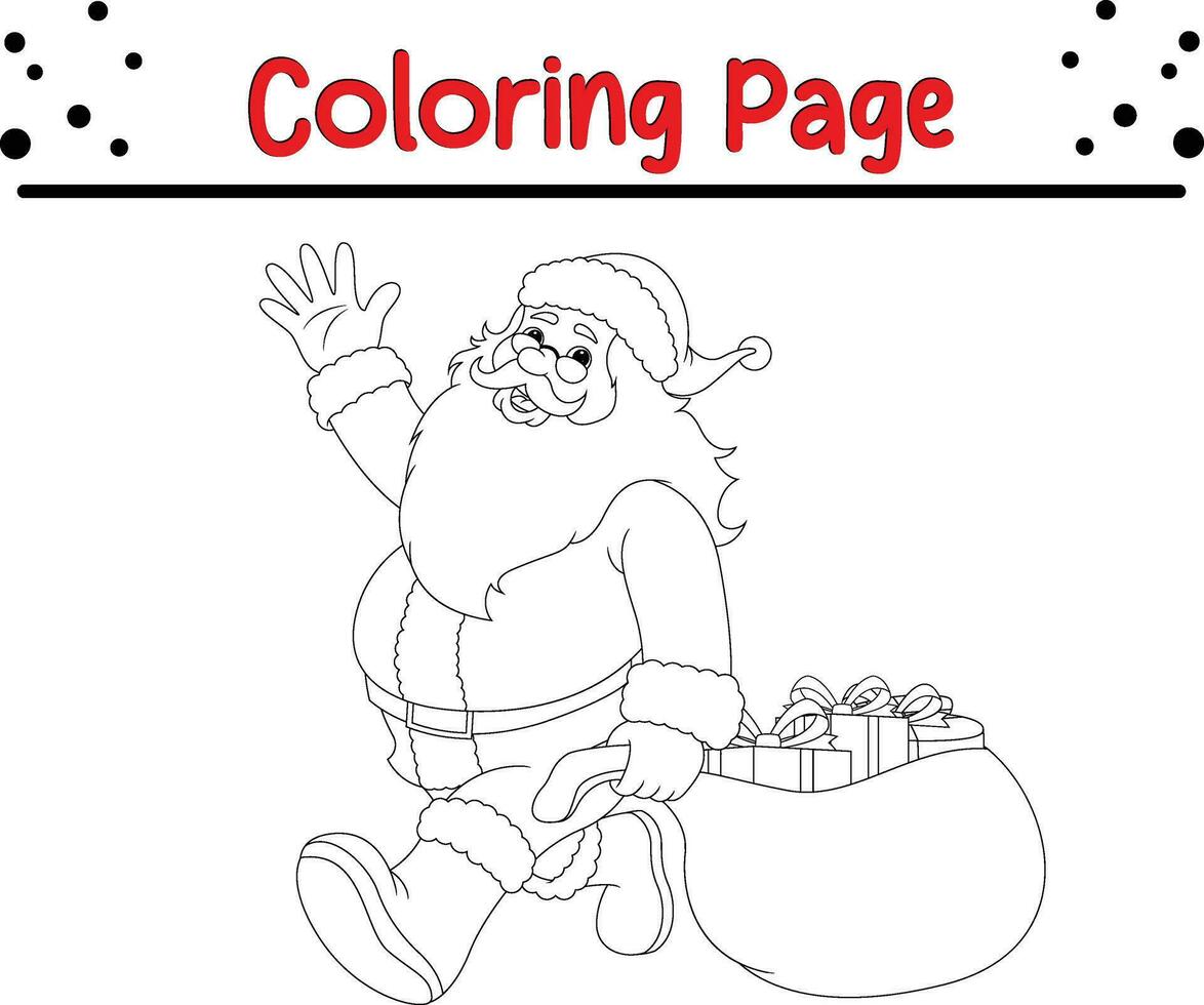 Happy Christmas Santa coloring page for kids vector