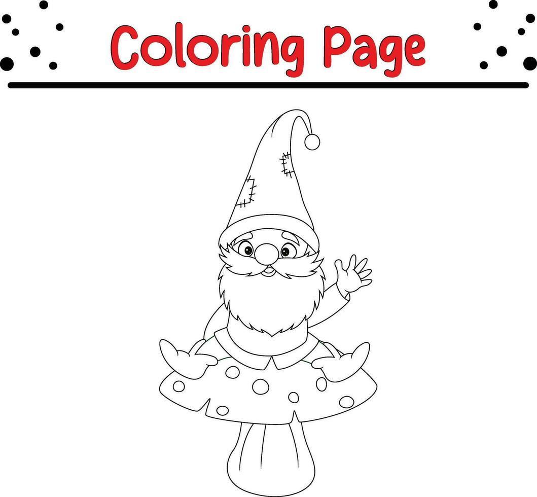 Happy Christmas gnomes coloring page for kids vector