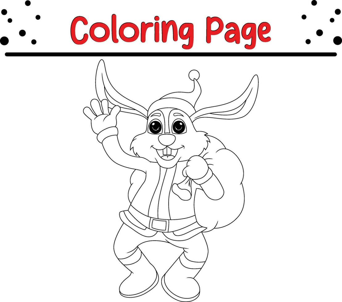 Happy Christmas animal coloring page for kids vector