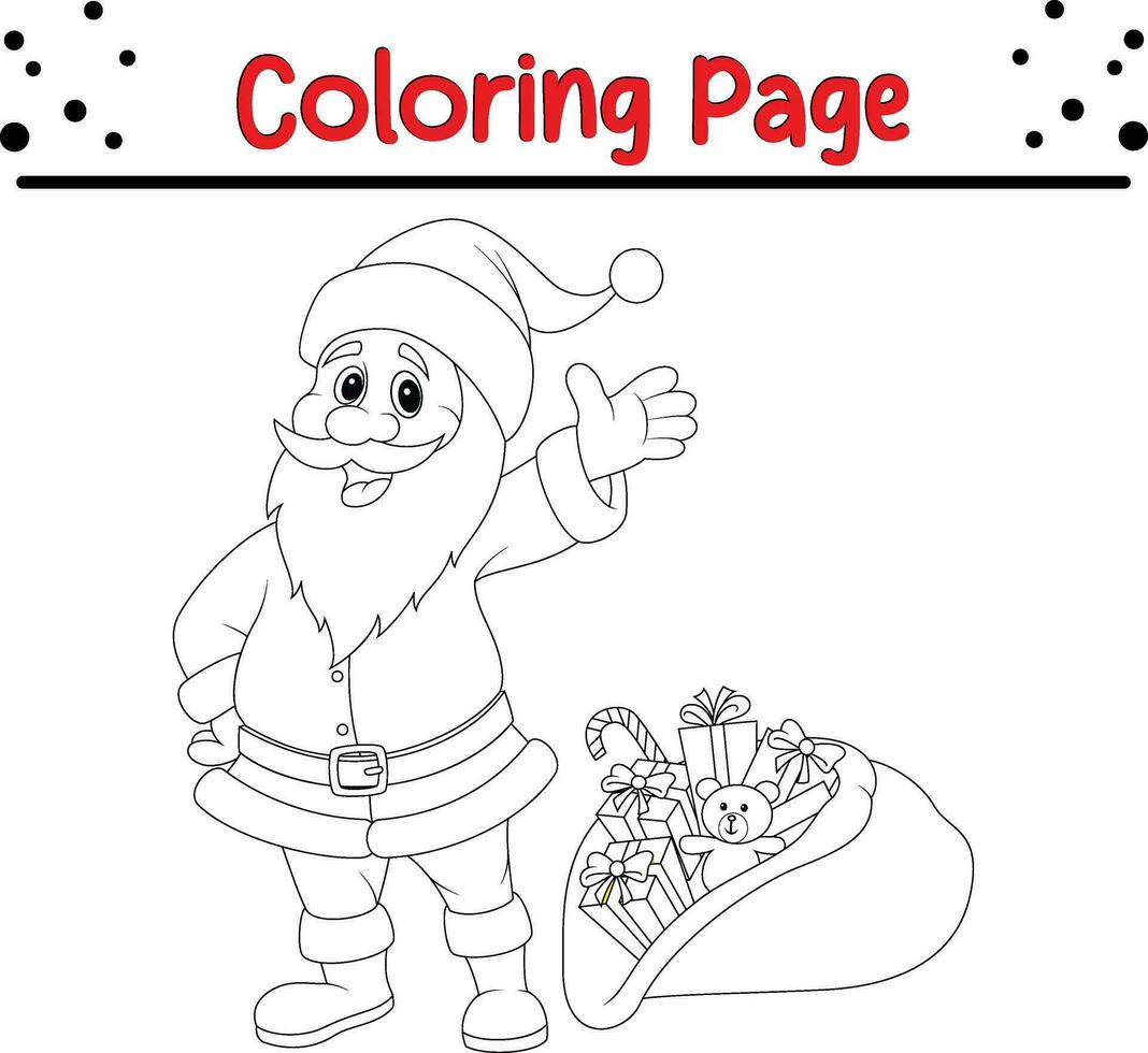 Happy Christmas Santa Claus coloring page for children. vector