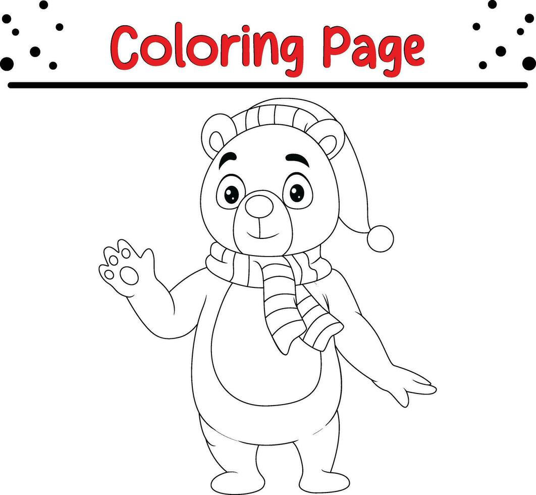 contento Navidad oso colorante página para niños. vector