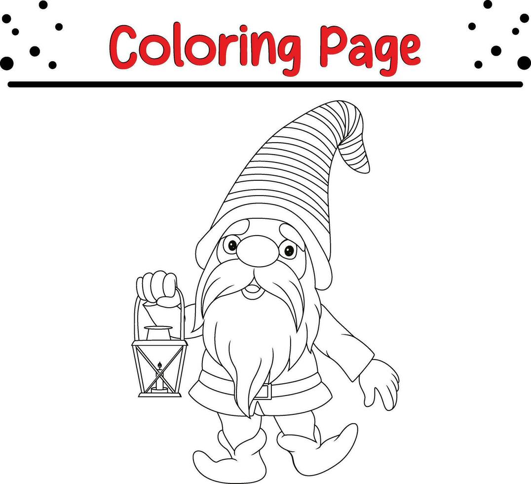 Happy Christmas gnomes coloring page for kids vector