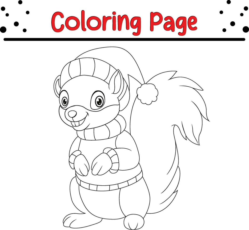 Happy Christmas animal coloring page for kids vector