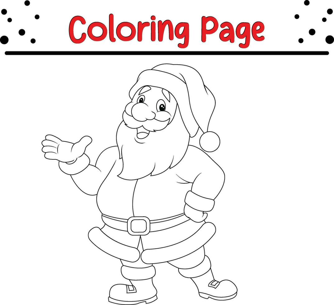 Happy Christmas Santa Claus coloring page for children. vector